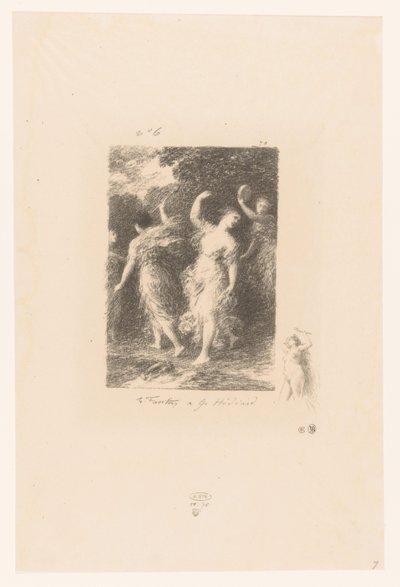 Bacchantes danser og lager musikk Bacchus Dikt av André Chénier (serietittel) Illustrasjoner pour les Poésies d