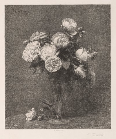 Bukett med roser av Ignace Henri Jean Fantin Latour