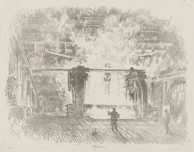 Engelsk krigsarbeid: Making Armour-Plate av Ignace Henri Jean Fantin Latour