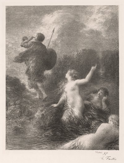 Goetterdaemmerung: Siegfried og jentene av Ignace Henri Jean Fantin-Latour