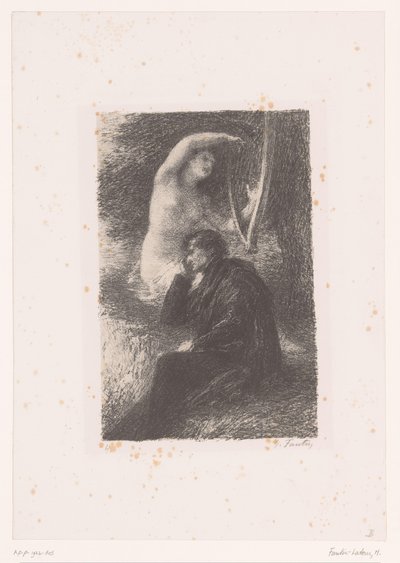 Lélio lytter til lydene av en harpe lilje. La harpe éolienne Livet og verkene til Hector Berlioz (serietittel) av Ignace Henri Jean Fantin Latour