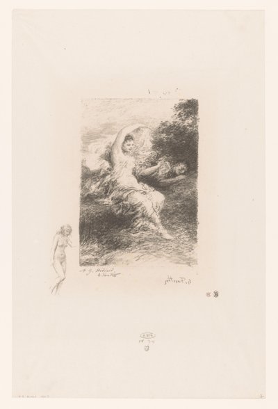 Lydé passer på den sovende elskeren sin Lyde Dikt av André Chénier (serietittel) Illustrasjoner pour les Poésies d
