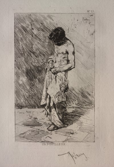 Mann på jakt etter lopper av Ignace Henri Jean Fantin Latour