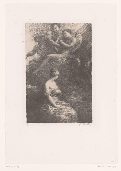Marguerite dukker opp for Faust og Mephisto fra himmelen La Damnation de Faust. Apparition de Marguerite Livet og verkene til Hector Berlioz (serietittel) av Ignace Henri Jean Fantin Latour