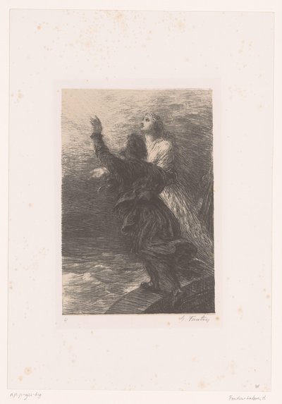 Senta og nederlenderen stiger opp til himmelen Le Vaisseau-Fantome. Akt III. Ravissement de Senta et du Hollandais Liv og verk til Richard Wagner (serietittel) av Ignace Henri Jean Fantin Latour