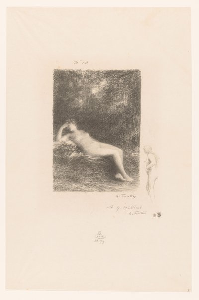 Slapende waternimf Jeg vet, når middag gjør at de vil ha skyggen XXVII Gedichten van André Chénier (serietittel) Illustrasjoner til diktene til André Chénier (serietittel) av Ignace Henri Jean Fantin Latour