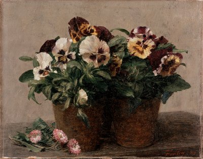 Stilleben: Stemorblomster og tusenfryd, 1880 av Ignace Henri Jean Fantin Latour