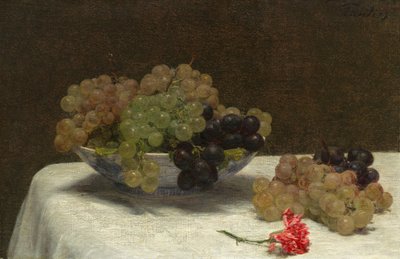 Stilleben med druer og en nellik av Ignace Henri Jean Fantin Latour