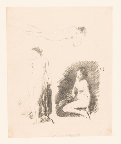 Studieark med tre nakne kvinner av Ignace Henri Jean Fantin Latour
