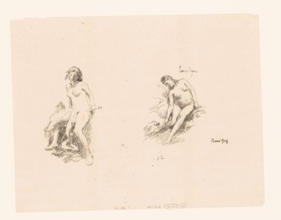 Studieark med to nakne kvinner av Ignace Henri Jean Fantin-Latour