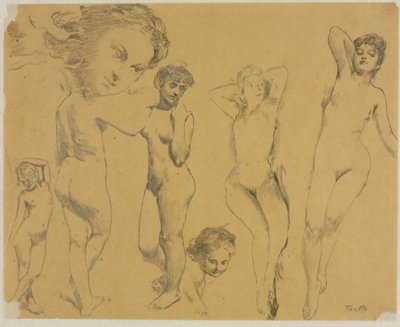 Studier av kvinnelige nakenbilder av Ignace Henri Jean Fantin Latour