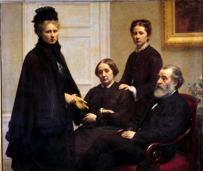 Dubourg-familien Mr og Mrs Dubourg og deres døtre: Victoria, kona til kunstneren, og Charlotte representert i sorg. Maleri av Henri Fantin Latour (Fantin-Latour av Ignace Henri Jean Fantin Latour