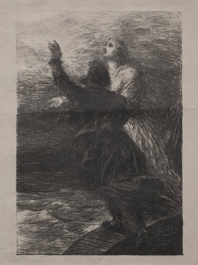 The Flying Dutchman: Act III, The Ecstasy of Center and the Dutchman av Ignace Henri Jean Fantin Latour