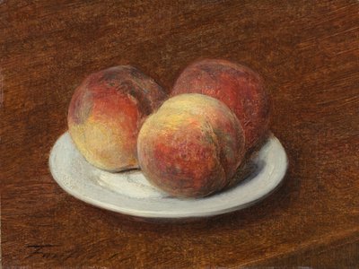 Tre ferskener på en tallerken av Ignace Henri Jean Fantin-Latour