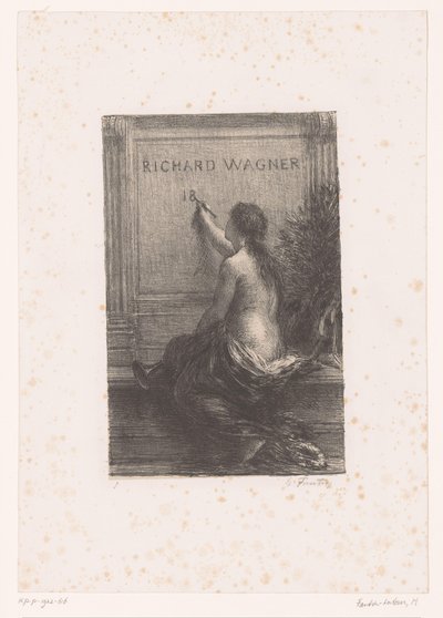 Titteltrykk for: Richard Wagner, sa vie et ses œuvres Richard Wagner (tittel på objekt) Udødelighet Liv og verk til Richard Wagner (serietittel) av Ignace Henri Jean Fantin Latour
