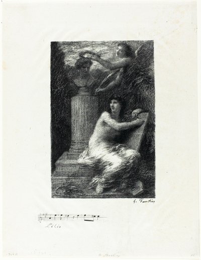 Til Berlioz, liten tallerken av Ignace Henri Jean Fantin Latour