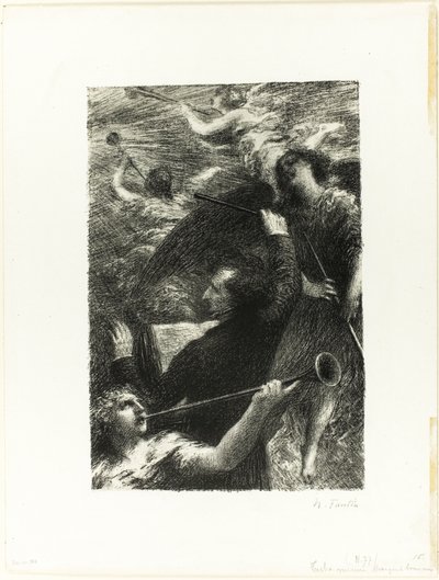 Den skingrende lyden av trompeten av Ignace Henri Jean Fantin Latour