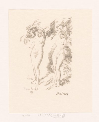 To studier av Eva av Ignace Henri Jean Fantin Latour