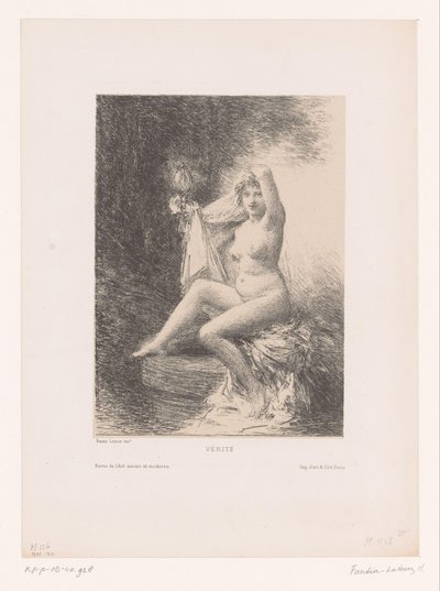 Sannheten sitter på en brønn Verite (tittel på objekt) av Ignace Henri Jean Fantin Latour