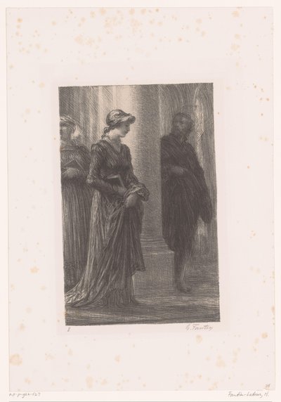 Walther von Stolzing legger merke til Eva Pogner i kirken Mestersangerne i Nürnberg. Akt I. Rencontre de Walther et d