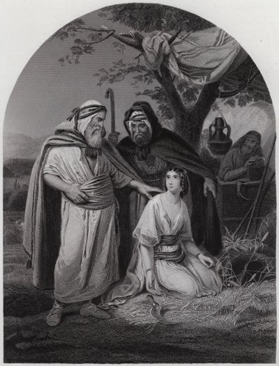 Boas og Ruth (gravering) av Henri Frederic (after) Schopin