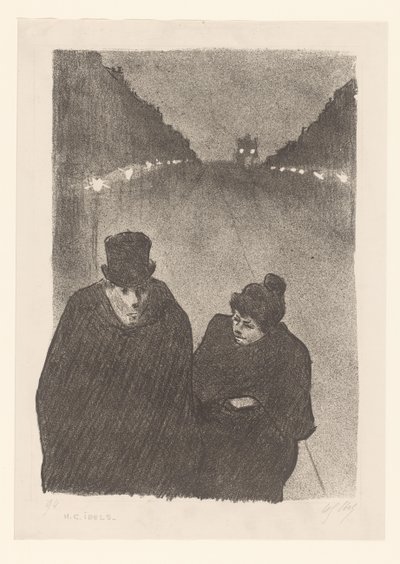 Mann og kvinne på gaten om natten av Henri Gabriel Ibels (attributed to)