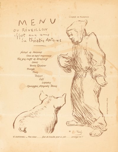 Nyttårsmeny tilbys venner av Antoine Theatre av Henri Gabriel Ibels