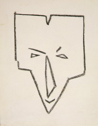 Etnisk maskehode (svart kritt på papir) av Henri Gaudier Brzeska