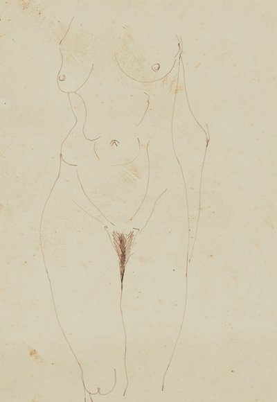 Kvinnelig naken torso (penn og blekk på papir) av Henri Gaudier Brzeska