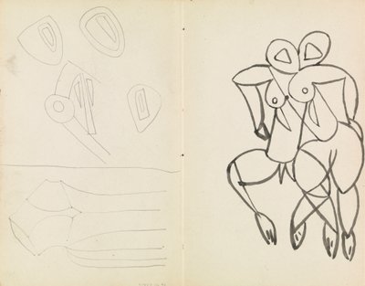Fem abstrakte skisser og studier for mannlige og kvinnelige figurer av Henri Gaudier Brzeska