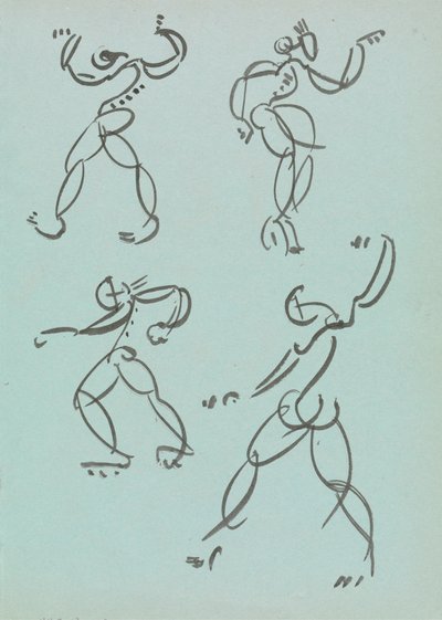 Fire studier av dansende figurer av Henri Gaudier Brzeska