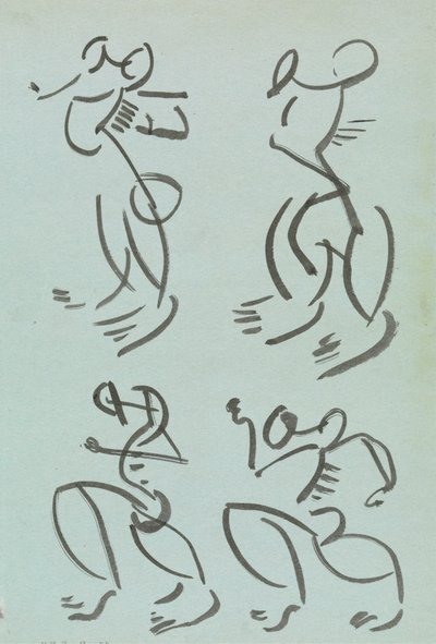 Fire studier av dansende figurer av Henri Gaudier-Brzeska