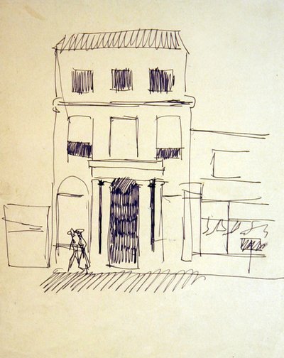 London Street med figurer; Kvinnelig Promenader av Henri Gaudier-Brzeska