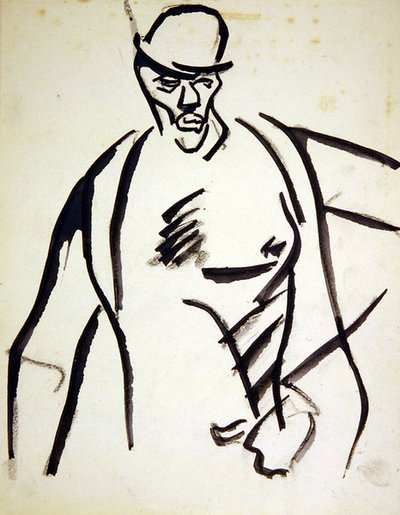 Mann i bowlerhatt av Henri Gaudier Brzeska