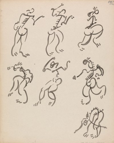 Syv dansende figurer, i tre registre av Henri Gaudier Brzeska