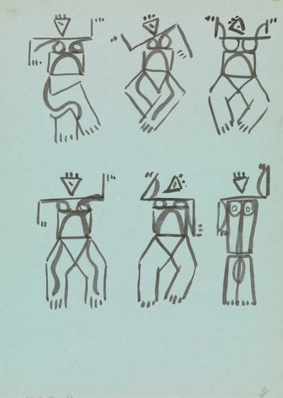 Seks studier av dansende figurer av Henri Gaudier Brzeska