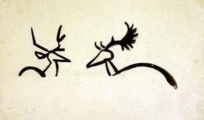 Stags (svart vask over blyant på papir) av Henri Gaudier Brzeska