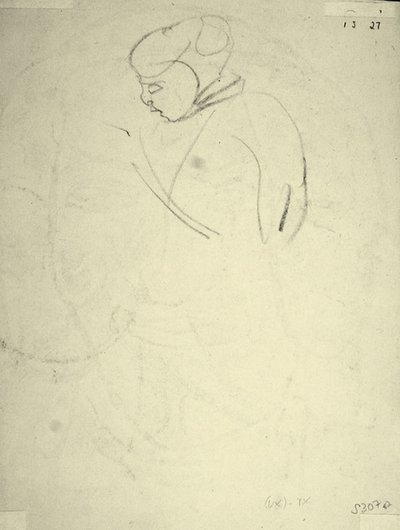 Studie av en kvinne som ser ned (svart kritt på papir) av Henri Gaudier Brzeska