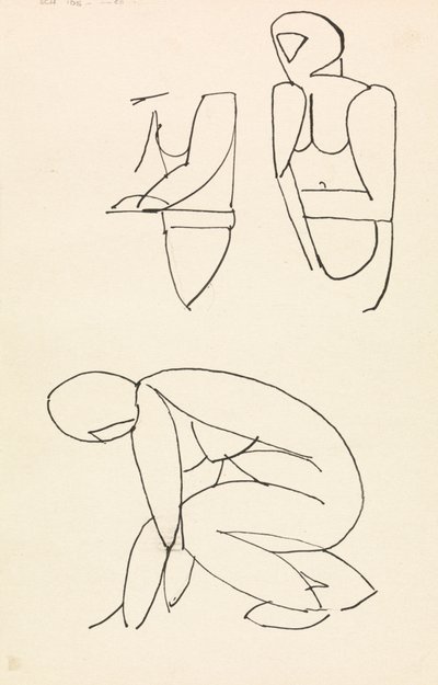 Tre figurstudier av Henri Gaudier Brzeska