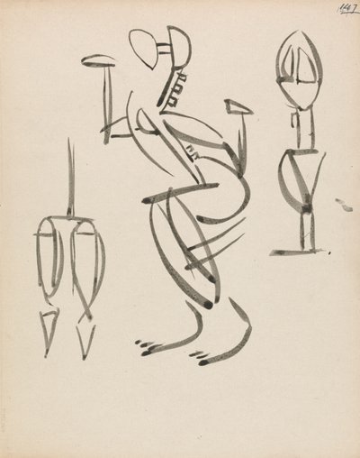 Tre figurstudier av Henri Gaudier Brzeska