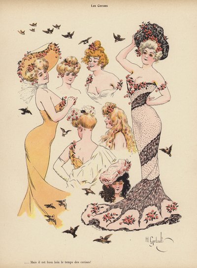 Kirsebær (farge litho) av Henri Gerbault