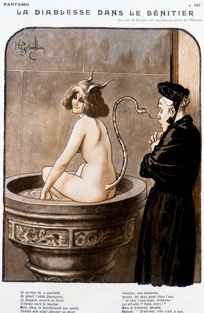 The Devil in the Benitier - av Henry Gerbault (1863-1930), i "" Fantasio"" fra 01/02/1926 av Henri Gerbault