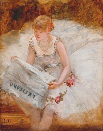Danser som leser Le Figaro, ca. 1885 av Henri Gervex