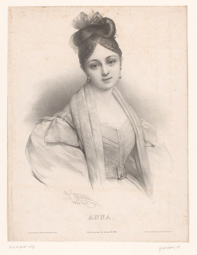 En van Anna Anna (tittel på objekt) Dames met namen ifølge het alfabet (serietittel) Damealfabet, eller samling av tjuefem fantasyportretter (serietittel) av Henri Grevedon