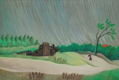 En regnfull morgen (olje på lerret) av Henri Rousseau