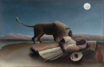 ""The Sleeping Gypsy"" Maleri av Henry Rousseau kjent som Douanier Rousseau (1844-1910) 1897 Dim. 129,5x200,7 cm New York, Museum of Modern Art av Henri J.F. Rousseau