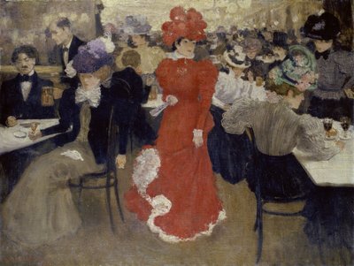 I Café dHarcourt i Paris av Henri Jacques Edouard Evenepoel