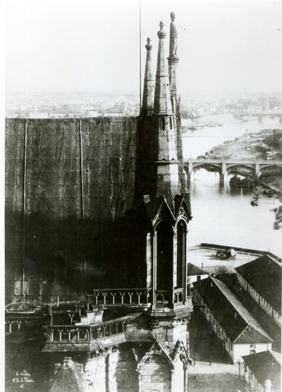 Utsikt over katedralen Notre-Dame i Paris og elven Seinen, ca. 1853 av Henri Jean Louis Le Secq