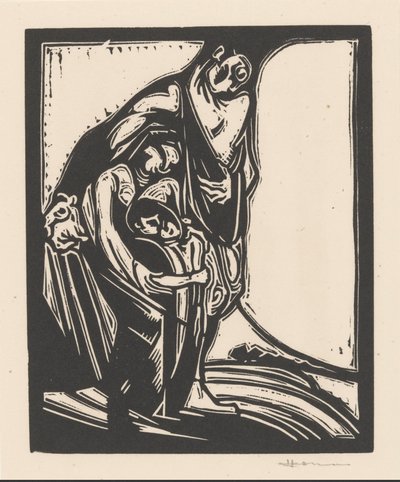 Mann, kvinne og barn av Henri Jonas (signed by artist)