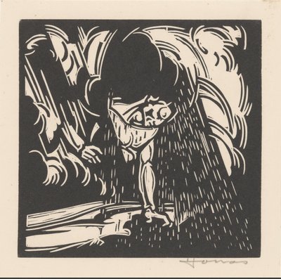 Personifisering av regnet over et landskap av Henri Jonas (signed by artist)